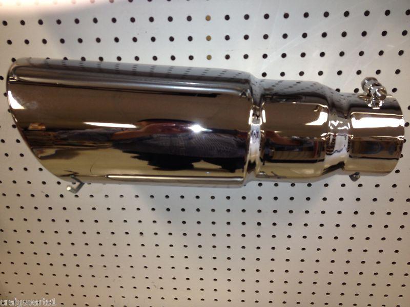 4x6x18" chromed stainless steel exhaust tip w-bolt rolled angle 4"in 6" out 18"l