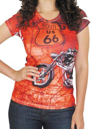 Bikachik womens route 66 crew neck t-shirt red m/medium