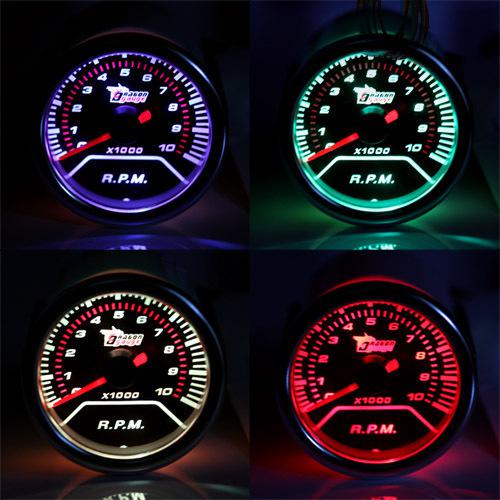 New universal 7 color 2" 52mm smoke len led elect 10k rpm tachometer tacho gauge