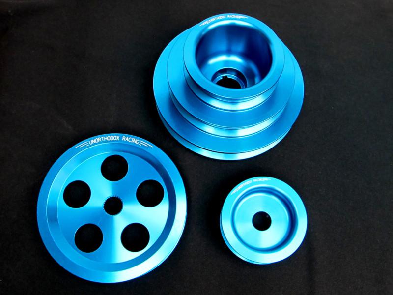 Unorthodox racing underdrive pulley kit  honda civic 1992-1995 blue new