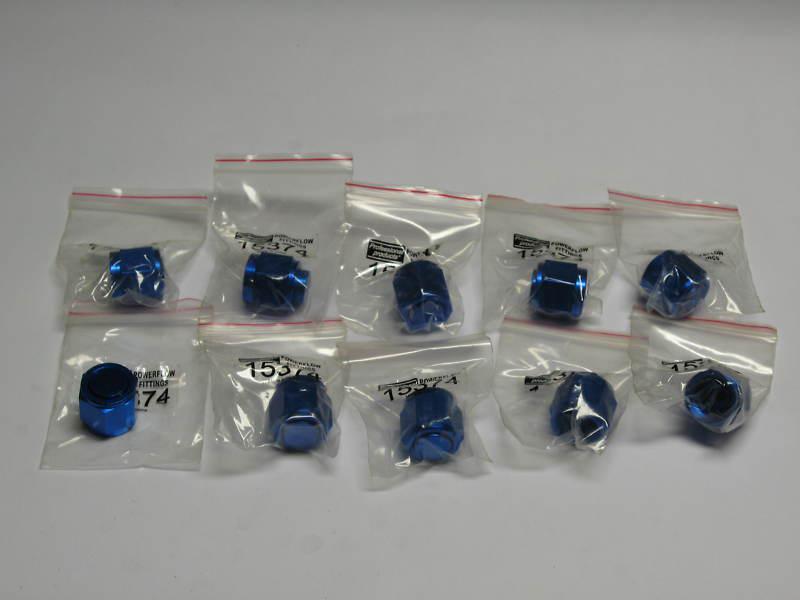 10 pack -10 an  37º flare caps blue anodized adapter fitting