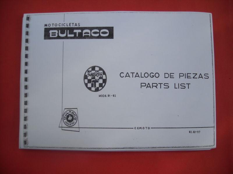 Bultaco sherpa t" 250-350 cc,91+92m, spare-parts list, copy of the original a4
