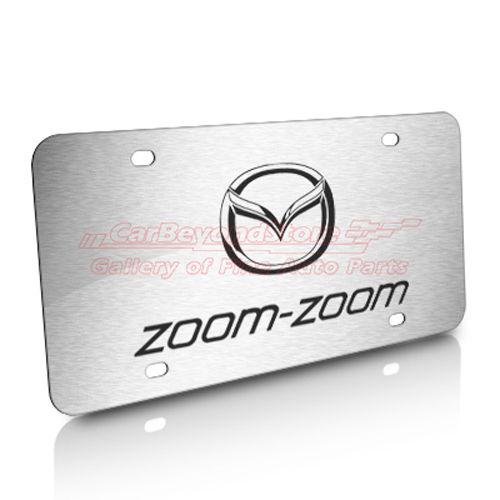 Mazda logo zoom-zoom brushed stainless steel license plate, lifetime warranty