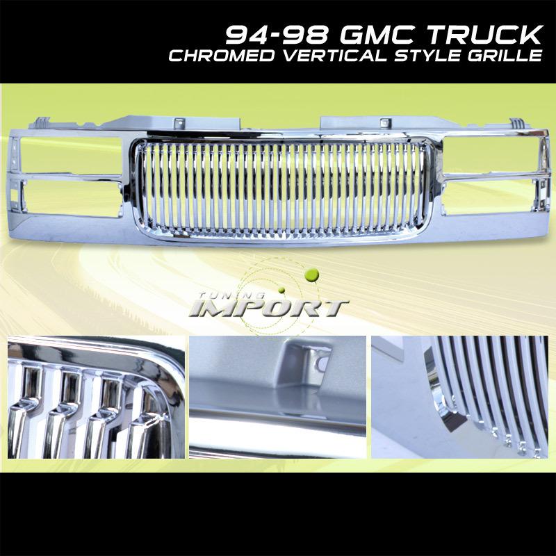 94-98 gmc sierra tahoe c10 truck gt sl sle sls slt  chrome front upper grille