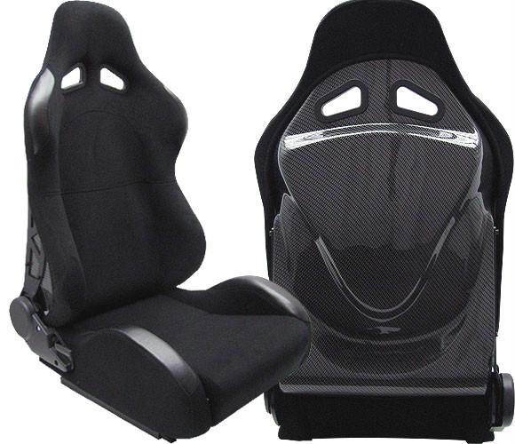 2 black & carbon look back racing seats reclinable + sliders volkswagen new **