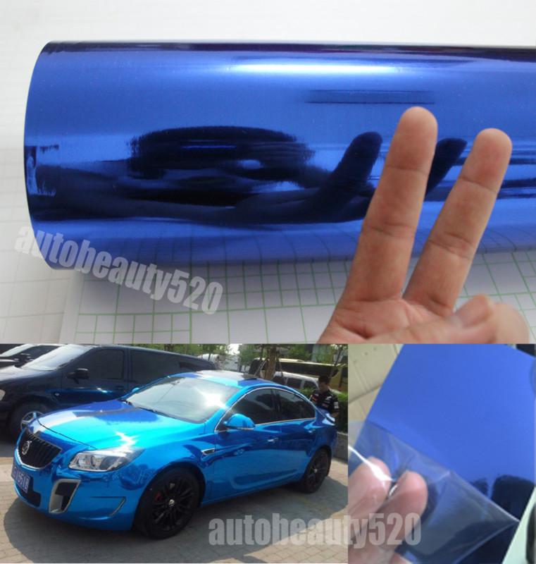 Free express - 30" x 20yards car mirror chrome blue  wrap vinyl sticker film