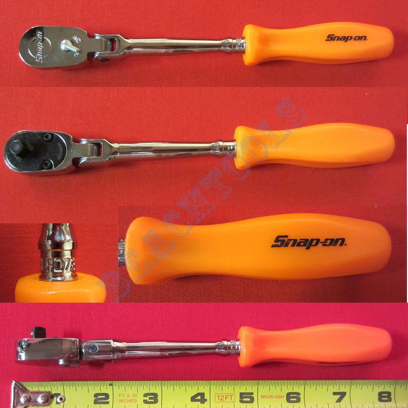 New snap on 1/4" rare orange hard handle ratchet sealed flex head thlfd72