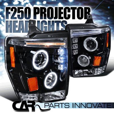 Glossy piano black f250 f350 f450 super duty tinted led projector headlights