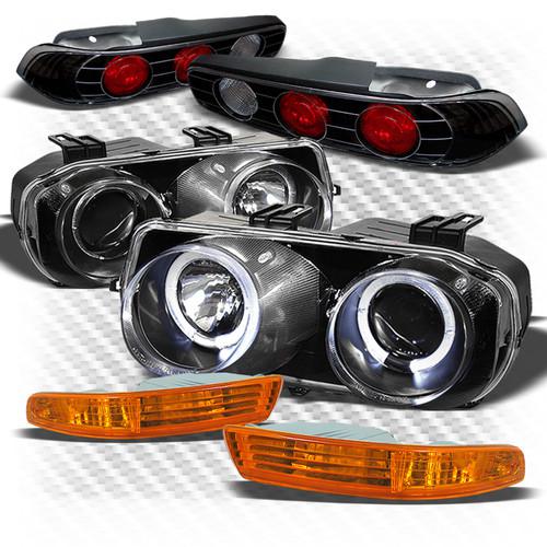 94-97 integra 2dr black halo pro headlights + amber bumper + altezza tail lights