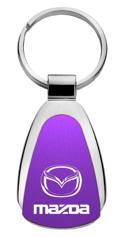 Mazda purple tear drop metal keychain car ring tag key fob logo lanyard