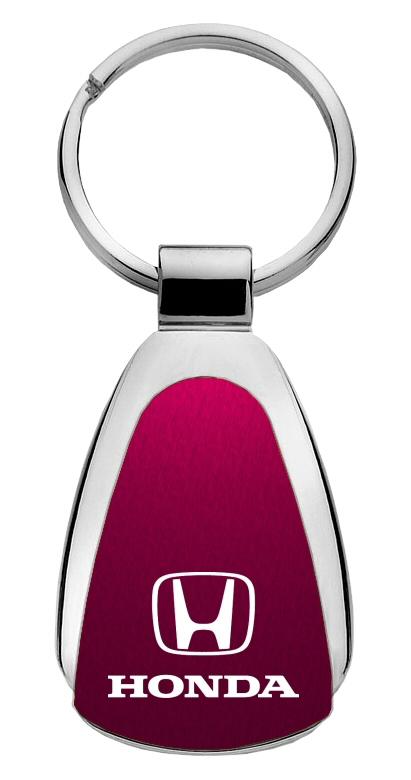 Honda burgundy tear drop metal key chain ring tag key fob logo lanyard