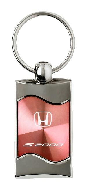 Honda s2000 pink rectangular wave metal key chain ring tag key fob logo lanyard