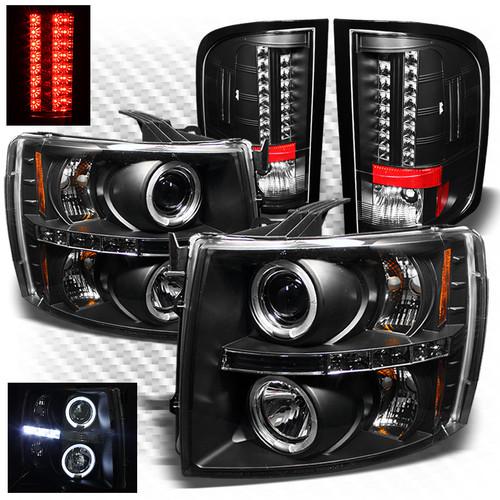 09-10 silverado black projector headlights + philips-led perform tail lights set