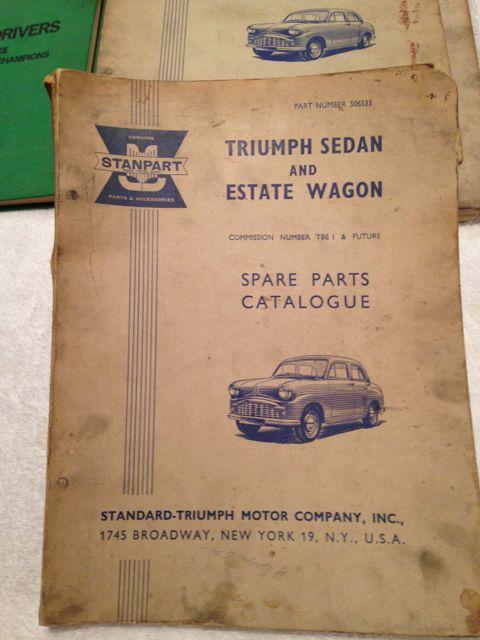 Triumph sedan and estate wagon spare parts catalogue