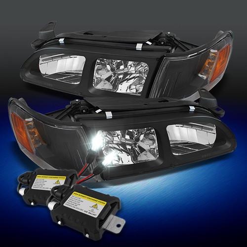 93-97 corolla black crystal headlight w/amber corner+6000k slim ballast hid kit