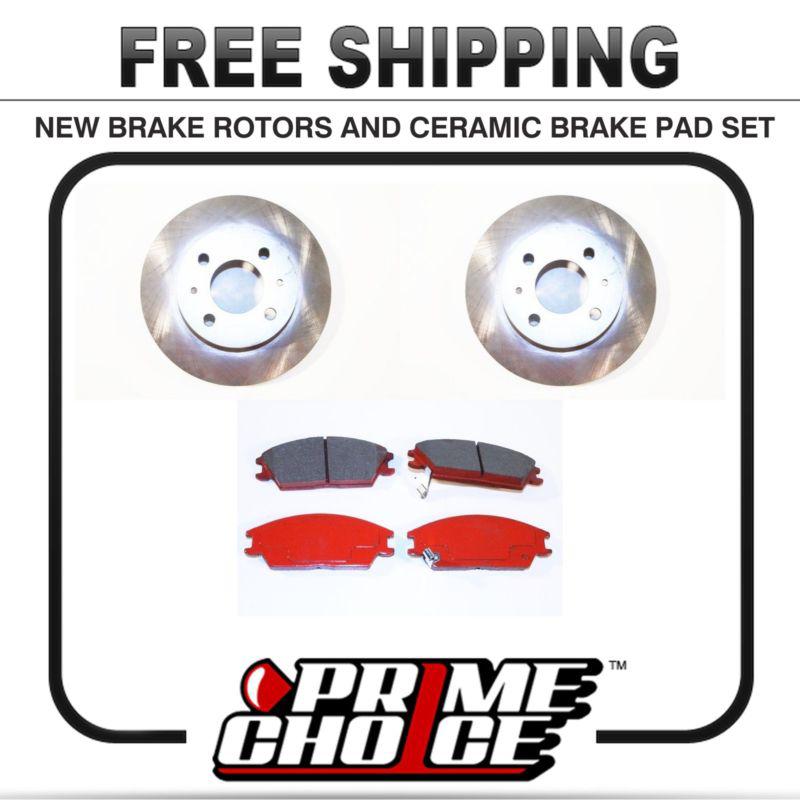 Premium front ceramic brake pads and disc rotors complete kit left & right pair