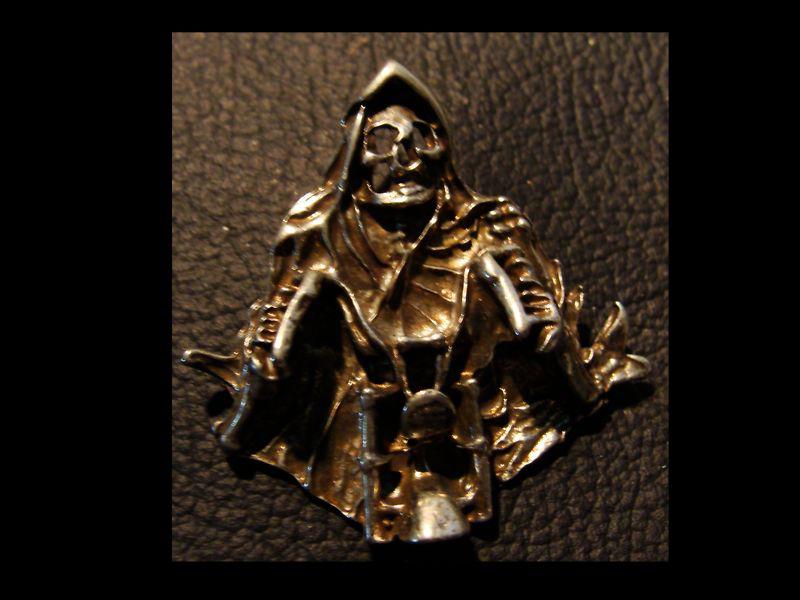 Grim reaper biker motorcycles metal emblem pin badge lapel biker hat