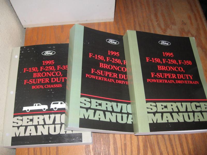 1995 ford truck f 150 250 350 bronco van factory shop service manual paper set 3