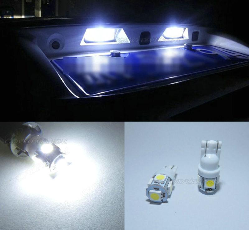 2x white 5smd 5050 led license plate light t10 161 168 194 2825 w5w bulb lamp a 