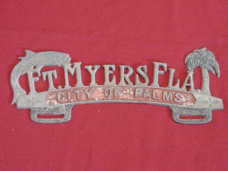 Original ft myers fl license plate topper hot rat rod model a t ford vtg car