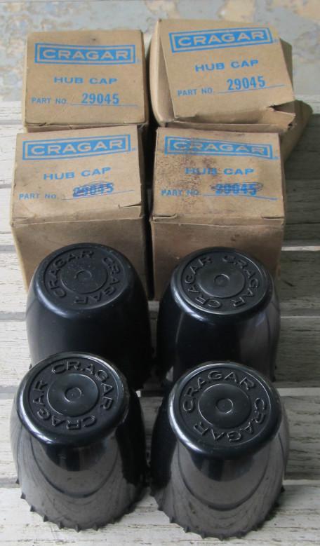 Nos 1970's vintage cragar center cap set black plastic 2-11/16"  29156 t1