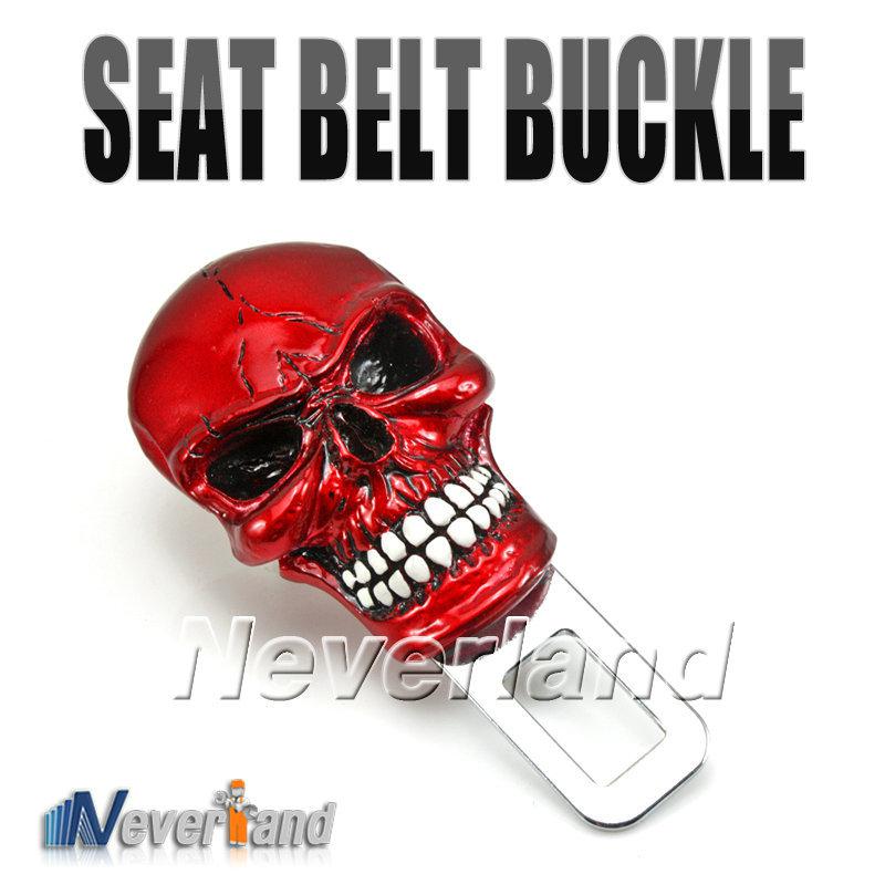 Metal skull car vehicle auto safety seat belt socket buckles clasp stop alarm