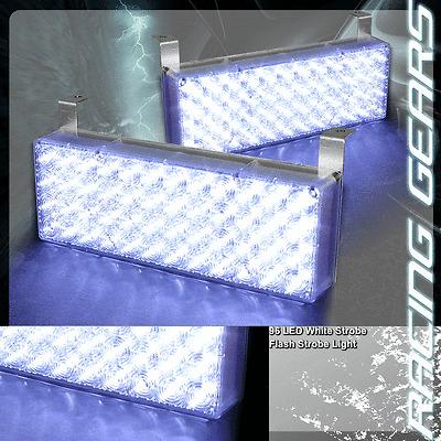 96 white led 12v 3x mode deck dash grille hazard flash strobe lights (2x panel)