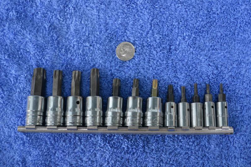 Snap on tools 1/4" 3/8" dr torx socket driver set t8-t55 12pcs 212eftxy