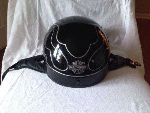 Harley davidson genuine motorcycle half helmet 3d flames size l