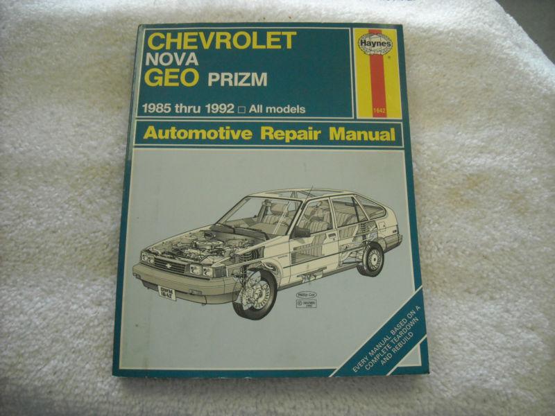 Chevrolet nova geo prizm 1985-1992 haynes automotive repair manual all models 