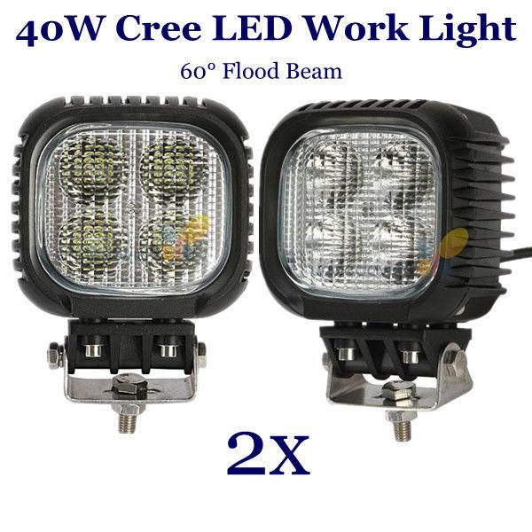 2x 40w high power cree led work light flood beam offroad lamp atv truck jeep suv