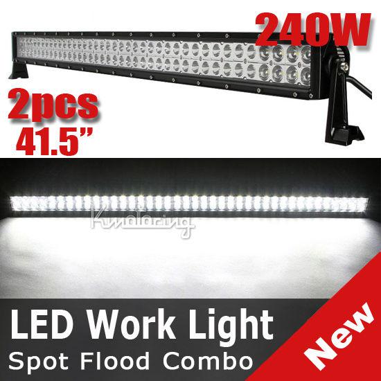 2x 42" 240w flood spot combo dual row work light fog offroad lamp utb wagon utb