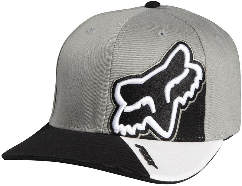 Fox lapse black fitted flexfit medium profile hat cap hats mx 2014 grey white