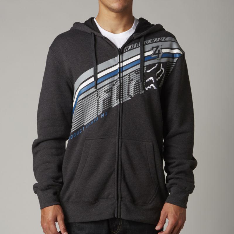 Fox conclusion charcoal heather zip-up hoody sweatshirt mx 2014 blue white grey