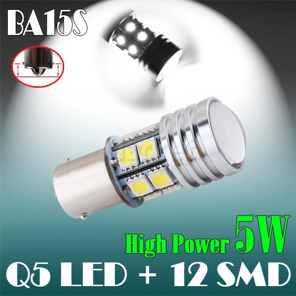 1156 ba15s high power q5 12 smd 5050 pure white tail car 5w led light bulb lamp