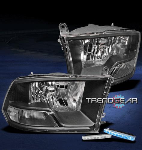 09-12 dodge ram crystal black head light+blue led drl lamp signal 1500 2500 3500