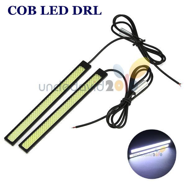 2x bright white cob led universal drl daytime running light fog driving lamp kit