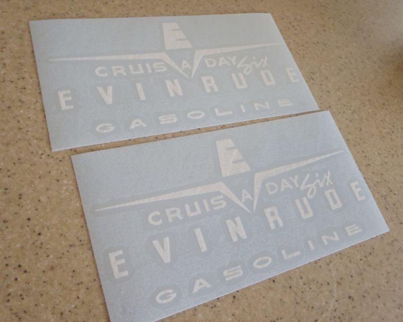 Evinrude crus-a-day 6 gal vintage tank decal 2-pak free ship + free fish decal!