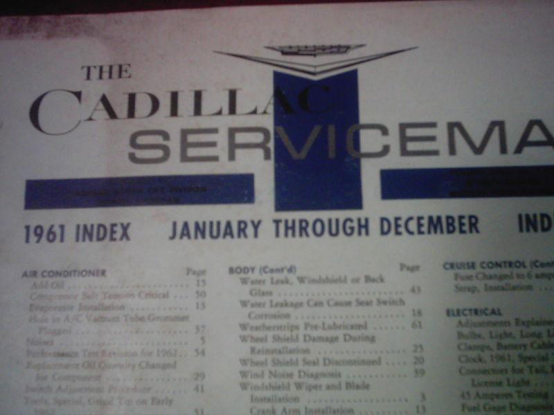 Complete 1961 cadillac serviceman monthly newsletters(12) with index