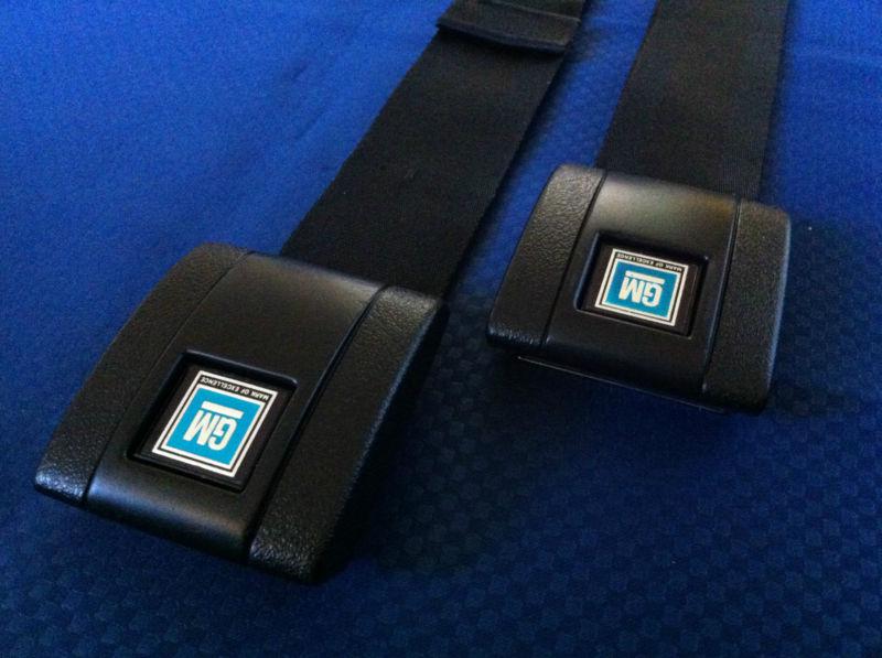 Gm seat belt lap belts pair black camaro gto chevelle 442 impala firebird