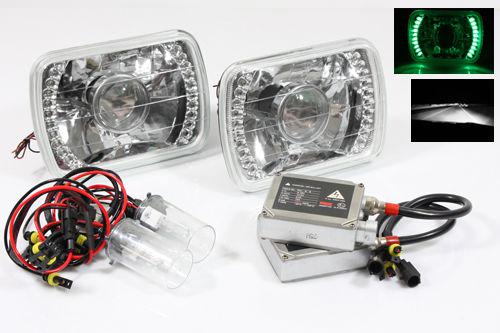 6000k white hi/lo hid/7x6 h6014/h6052/h6054 green led chrome projector headlight