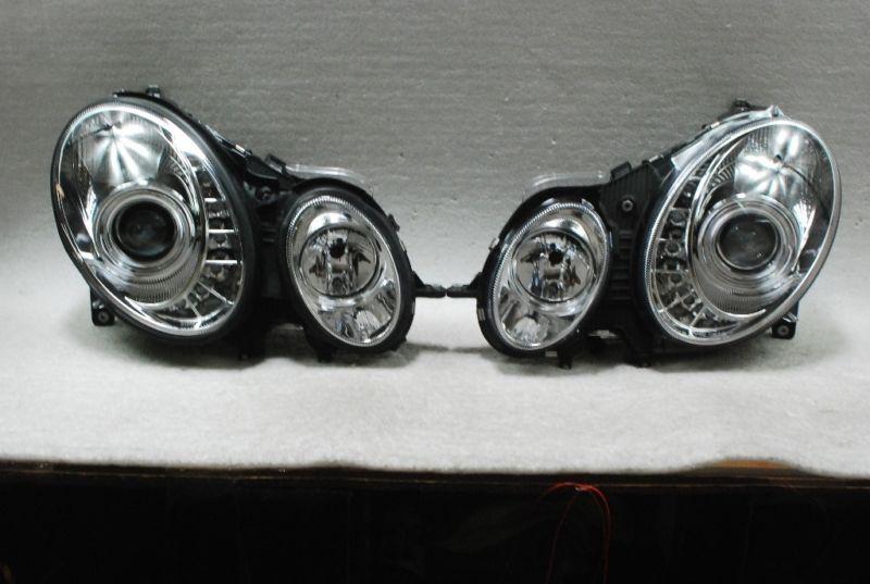 03-06 benz w211 e-class chrome projector drl led strip headlights *fit hid-d2s*