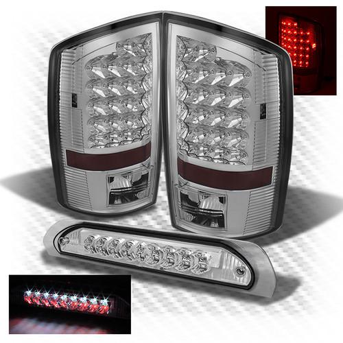 02-06 ram 1500, 03-05 2/3500 chrome led perform tail lights + led 3rd brake lamp