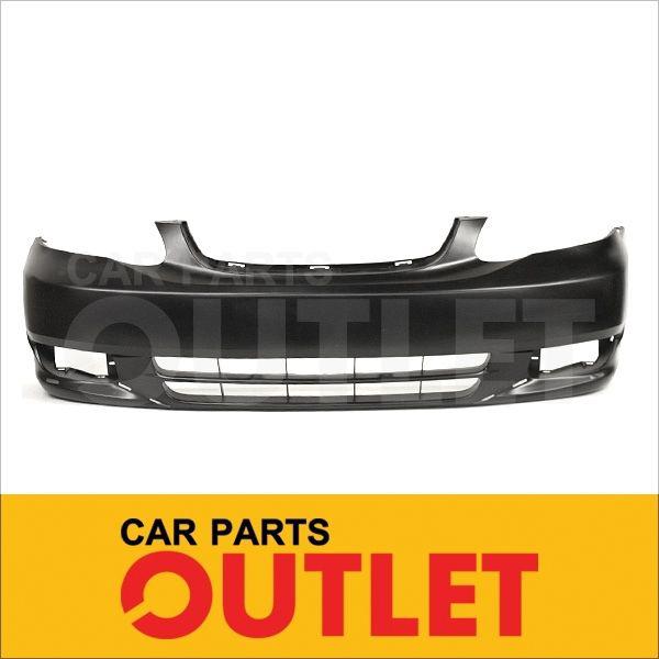 03 04 toyota corolla s front bumper cover primed black w/fog&lower spoiler holes