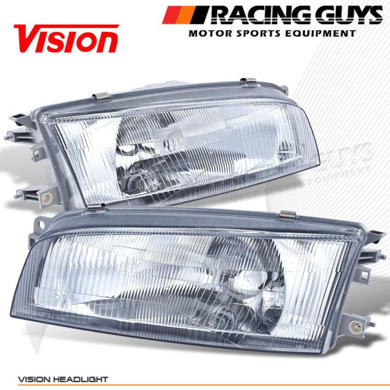 Euro clear chrome style head lights lamps vision pair driver+passenger set