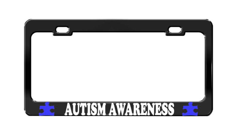 Autism awareness car accessories black steel tag license plate frame