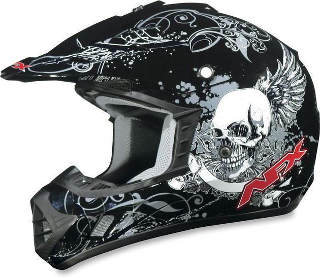 Afx fx-17y skull offroad motorcycle helmet black youth sm/small