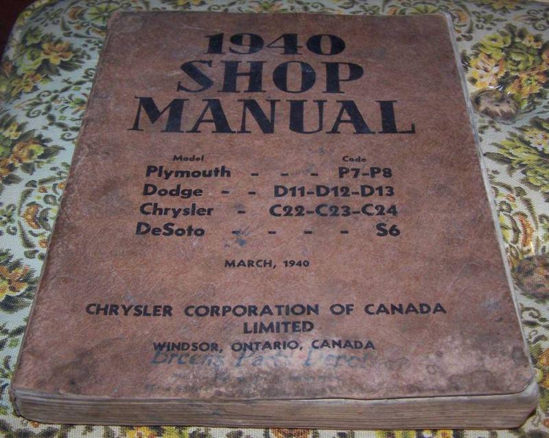 1940  mopar service repair shop  manual plymouth dodge desoto chrysler original 