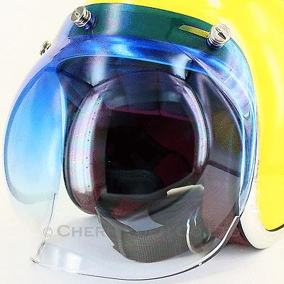 Silver lightning snaps dot bubble shield visor face mask uv gradation blue lens