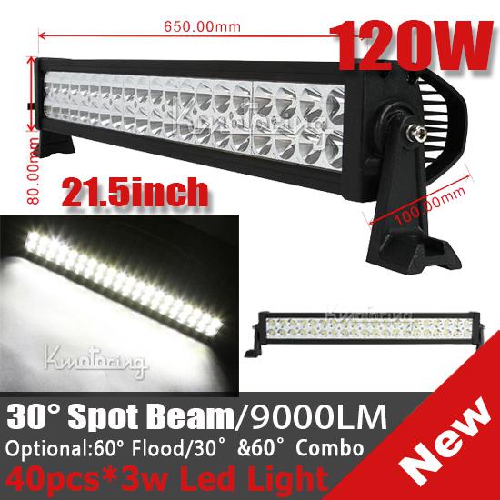 22" 120w led spot/flood/combo work light alloy bar driving lamp offroad atv suv 